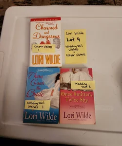 Lori Wilde LOT #4/ There Goes the Bride (wedding 1), once smitten twice shy (wedding 2) & Charmed and Dangerous (Cooper 1) SET SERIES BUNDLE 