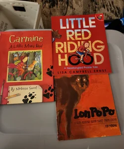 Red Riding Hood LOT/ Little Red Riding Hood - A Newfangled Prairie Tale, Lon Po Po - a Chinese Little Red Rriding Hood and Carmine: a Little More Red