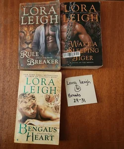Lora Leigh LOT #6 Breeds series Rule Breaker, Wake a Sleeping Tiger and Bengal's Lair