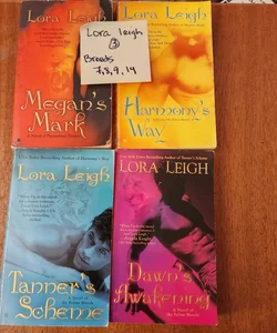 Lora Leigh LOT #3 Breeds series Megan's Mark, Harmony's Way, Tanner's Scheme and Dawn's Awakening