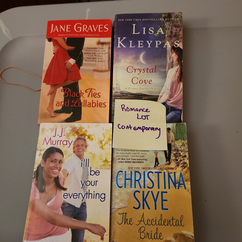 Romance LOT -contemporary / Black Ties and Lullabies, I'll Be Your Everything, The Accidental Bride and Crystal Cove