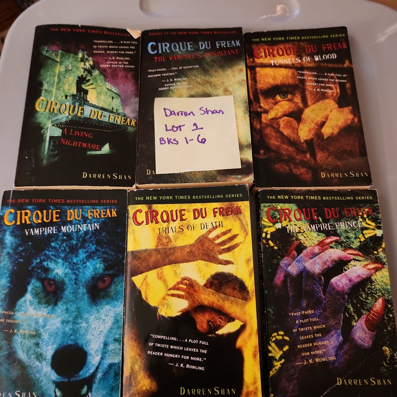 Darren Shan LOT #1/ A Living Nightmare, The Vampire's Assistant, Tunnels of Blood, Vampire Mountain, Trials of Death, The Vampire Prince