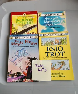 Dahl LOT #3/ Enormous Crocodile, The Magic Finger, George's Marvelous Medicine and Esio Trot