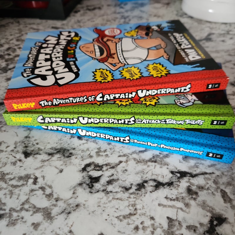 FULL COLOR Captain Underpants Book 1, 2 and 4 by Dav Pilkey