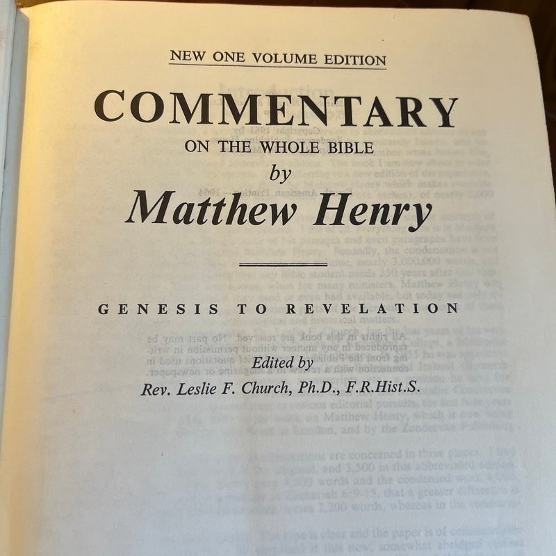 Matthew Henry’s Commentary in One Volume