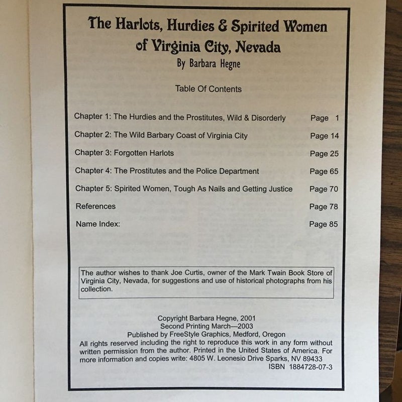 Harlots, Hurdies & Spririted Women of Virginia City, Nevada