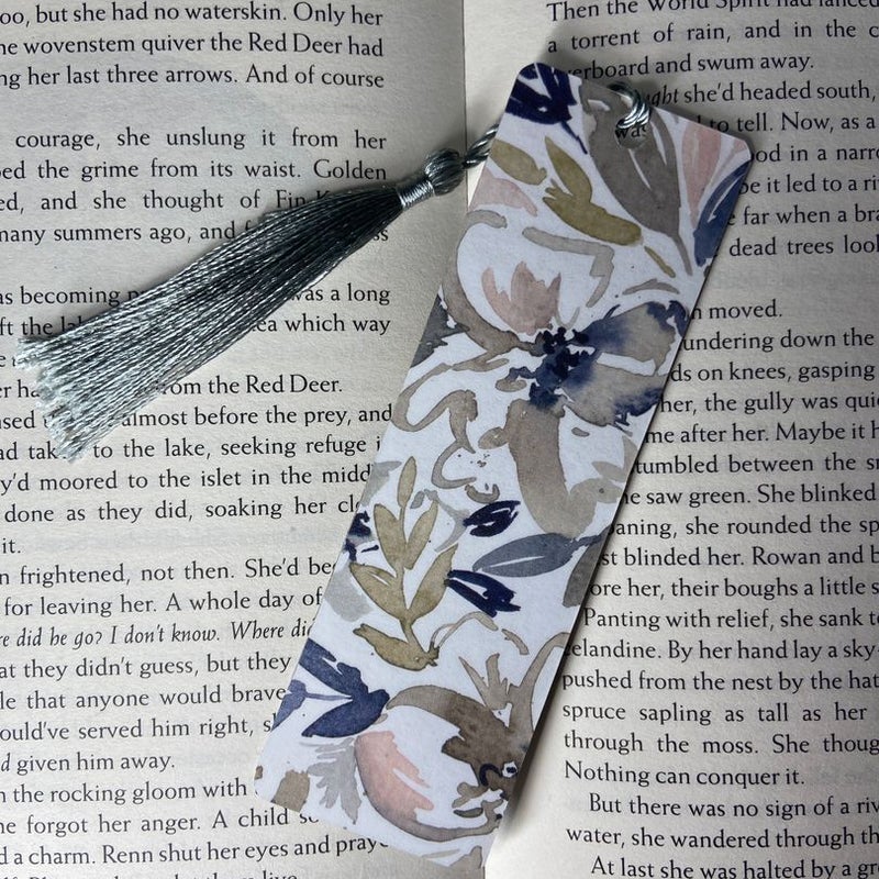 Floral Bookmark (Blues & Grays)