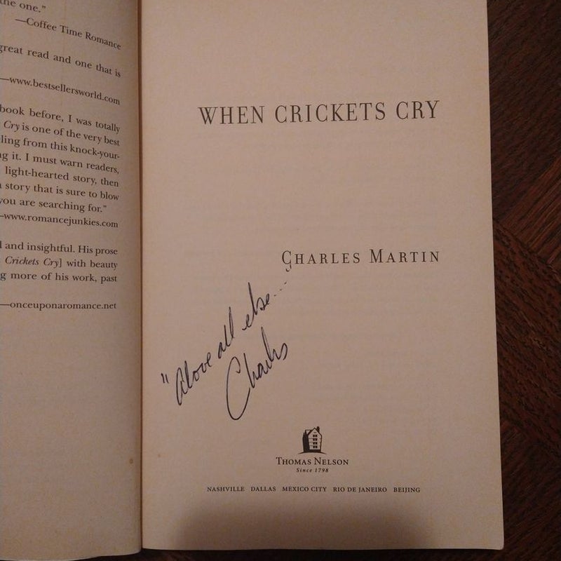 Autographed Copy - When Crickets Cry