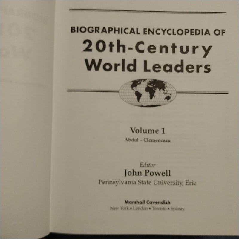 Biographical Encyclopedia of 20th Century World Leaders