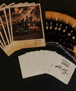 Signed bookplate and postcards