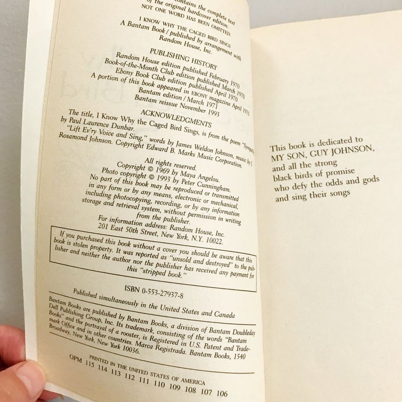 I Know Why the Caged Bird Sings {Bundle, 1993}