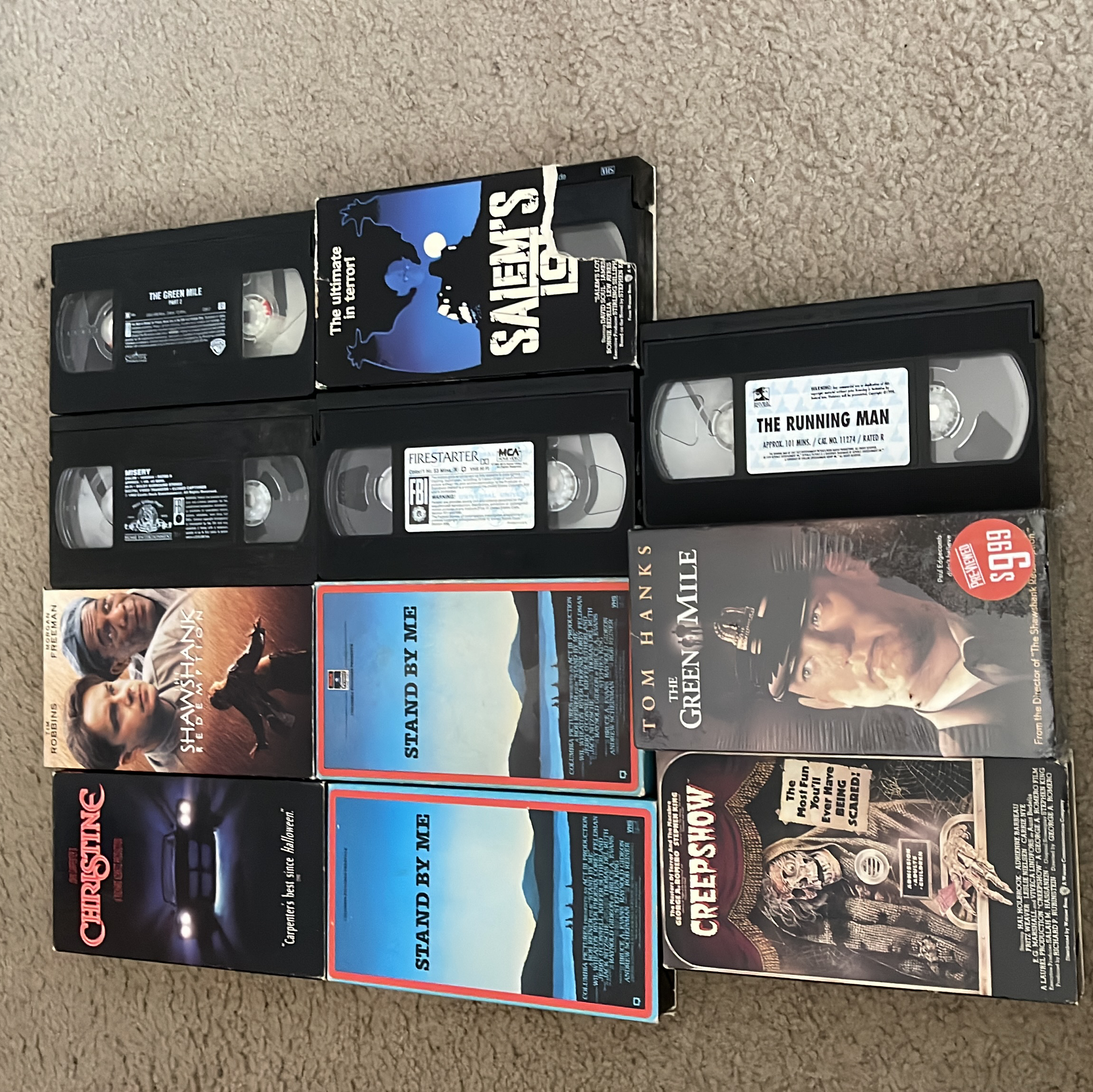 13 Stephen King VHS Movies (plus an extra copy from of The Green Mile Disk 2)