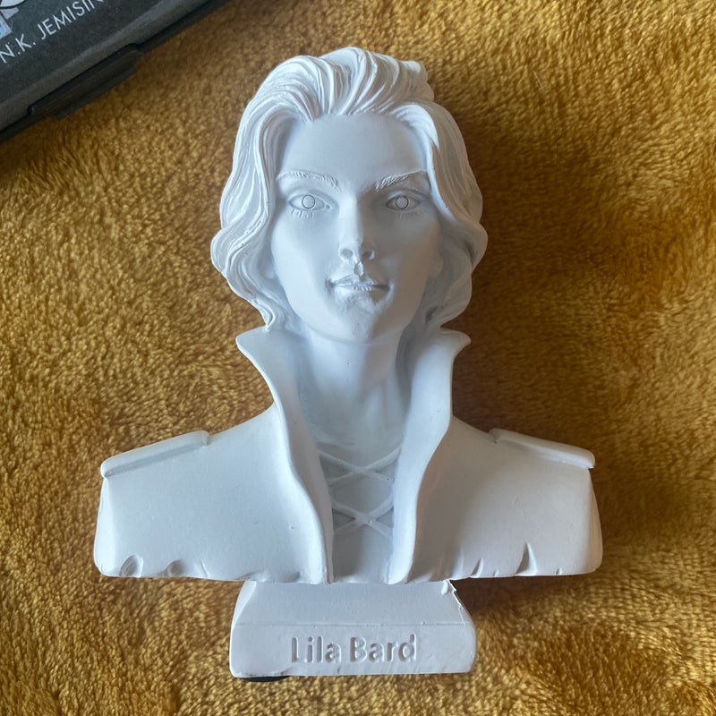 Illumicrate Items including Lila Bard Bust and Red Rising Acrylic Frame