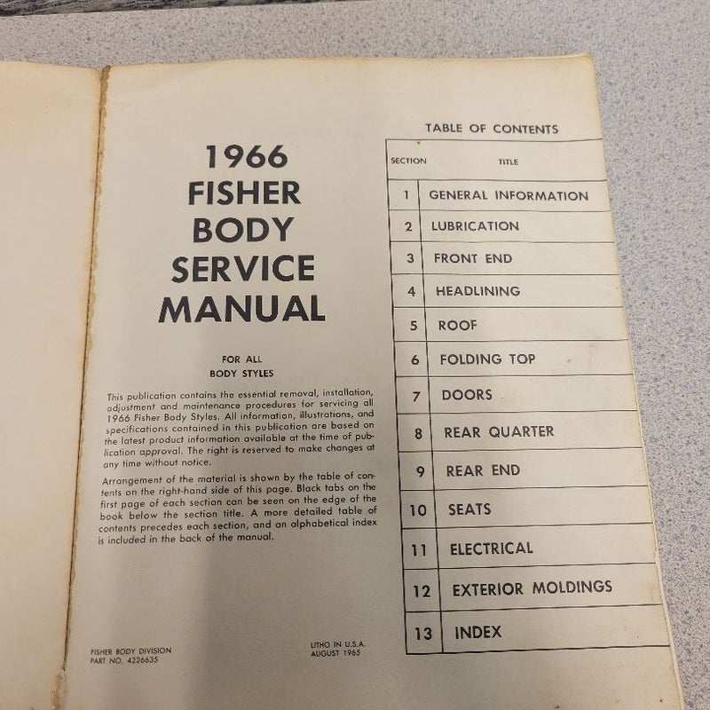 1966 Body by Fisher Service Manual