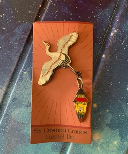 Six Crimson Cranes Enamel pin