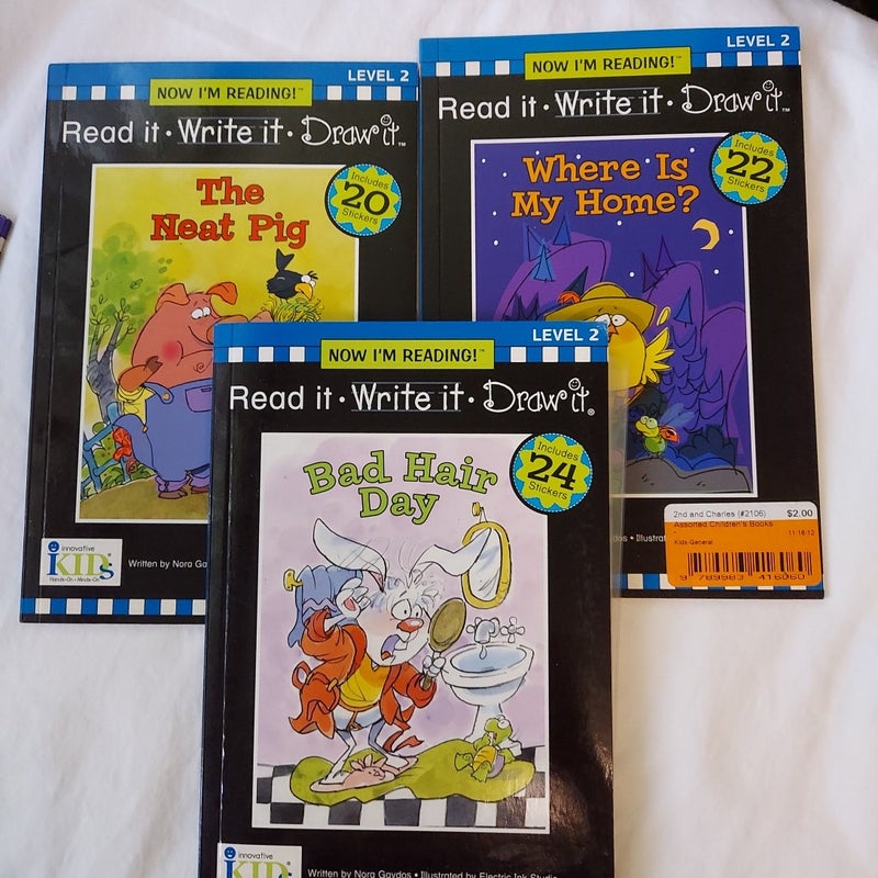 BOOK LOT of 5 Now I'm Reading books Read It Write It Draw It level 1&2