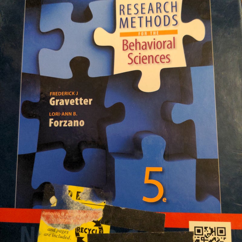 Research Methods for the Behavioral Sciences