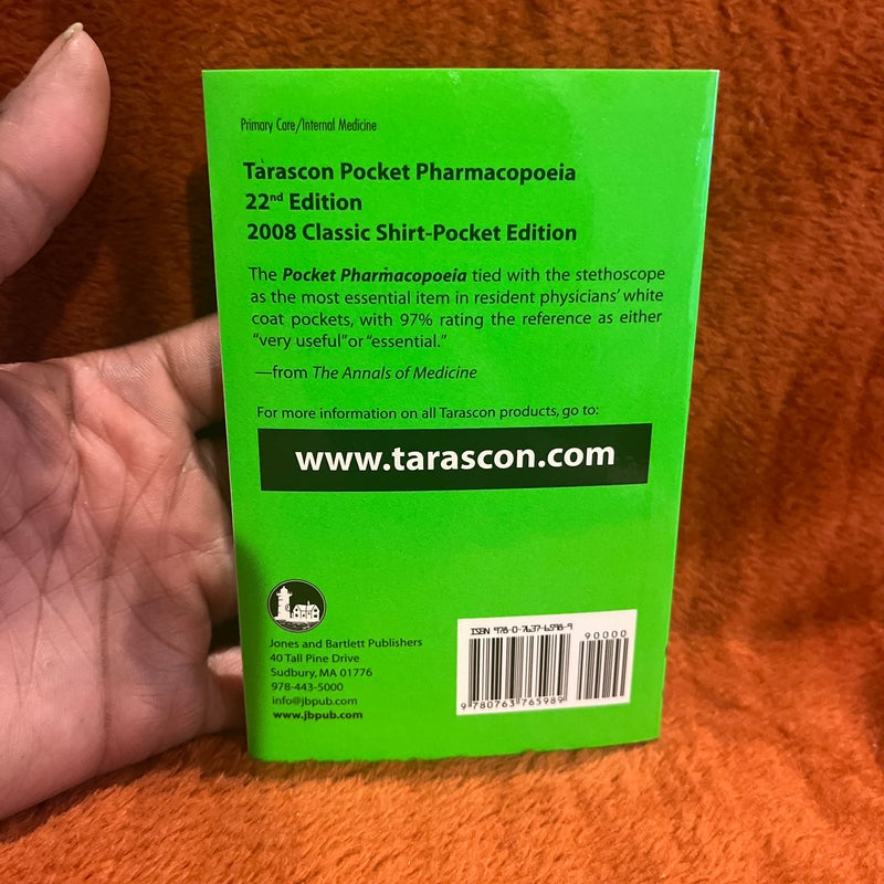 Tarascon Pocket Pharmacopoeia Classic Shirt-Pocket Edition, 22nd Edition