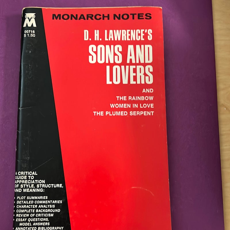 Monarch Notes on Lawrence's Sons and Lovers and Other Works