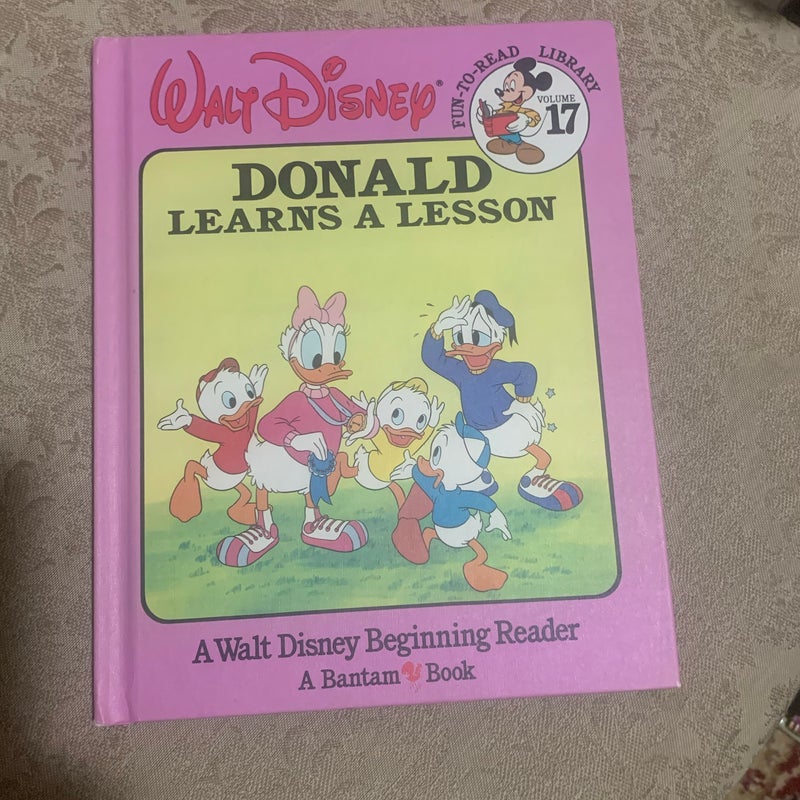 WALT DISNEY 1986 DONALD LEARNS A LESSON HARDCOVER BOOK FUN TO READ LIBRARY 1986