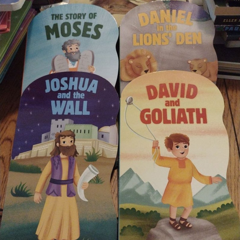 Bible Stories Board Books- Moses, Daniel in the Lions' Den, Joshua and the Wall, David and Goliath