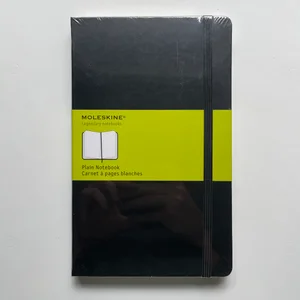 Moleskine Classic Notebook, Large, Plain, Black, Hard Cover (5 X 8. 25)