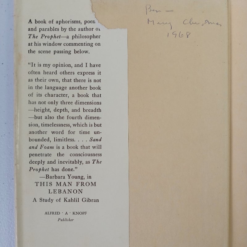 Sand and Foam Khalil Gibran Vintage 1968 Poetry Hardback