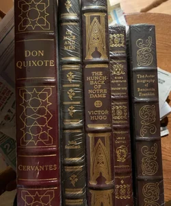 Don Quixote, Of Mice and Men, The Hutchback of Notre Dame, Alice’s Adventures in Wonderland, The Autobiography of Benjamin Franklin (all collector’s editions)