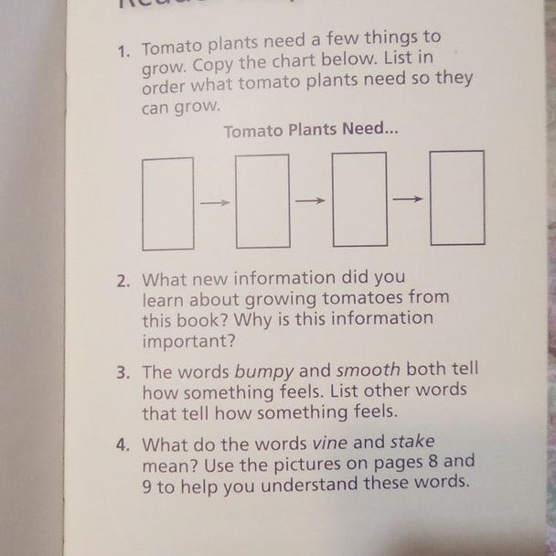 Reading 2011 Leveled Reader 2. 4. 2 below How to Grow Tomatoes