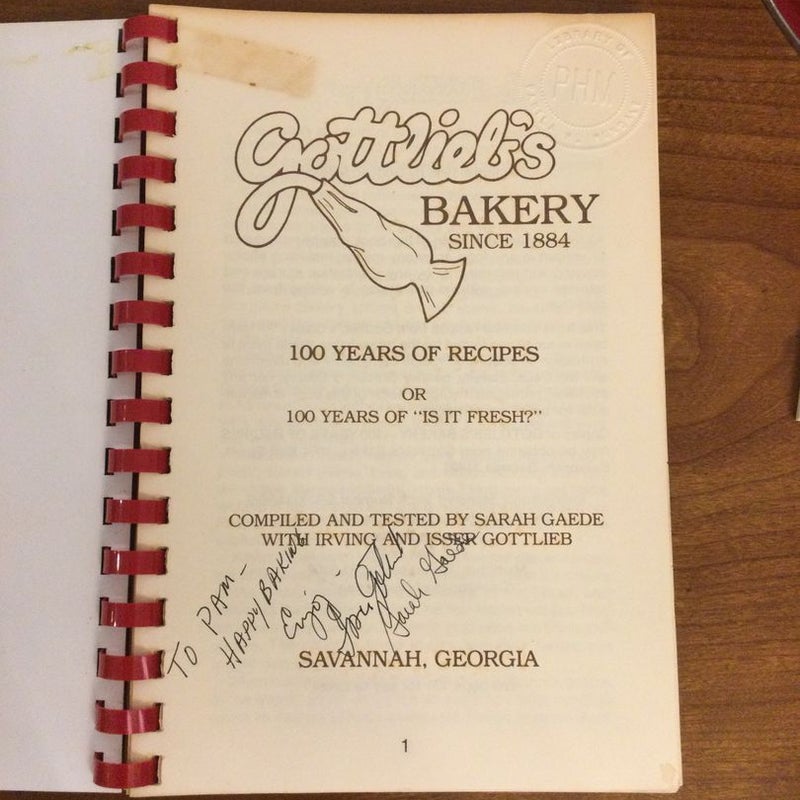 Gottlieb's Bakery Savannah Ga Cookbook 