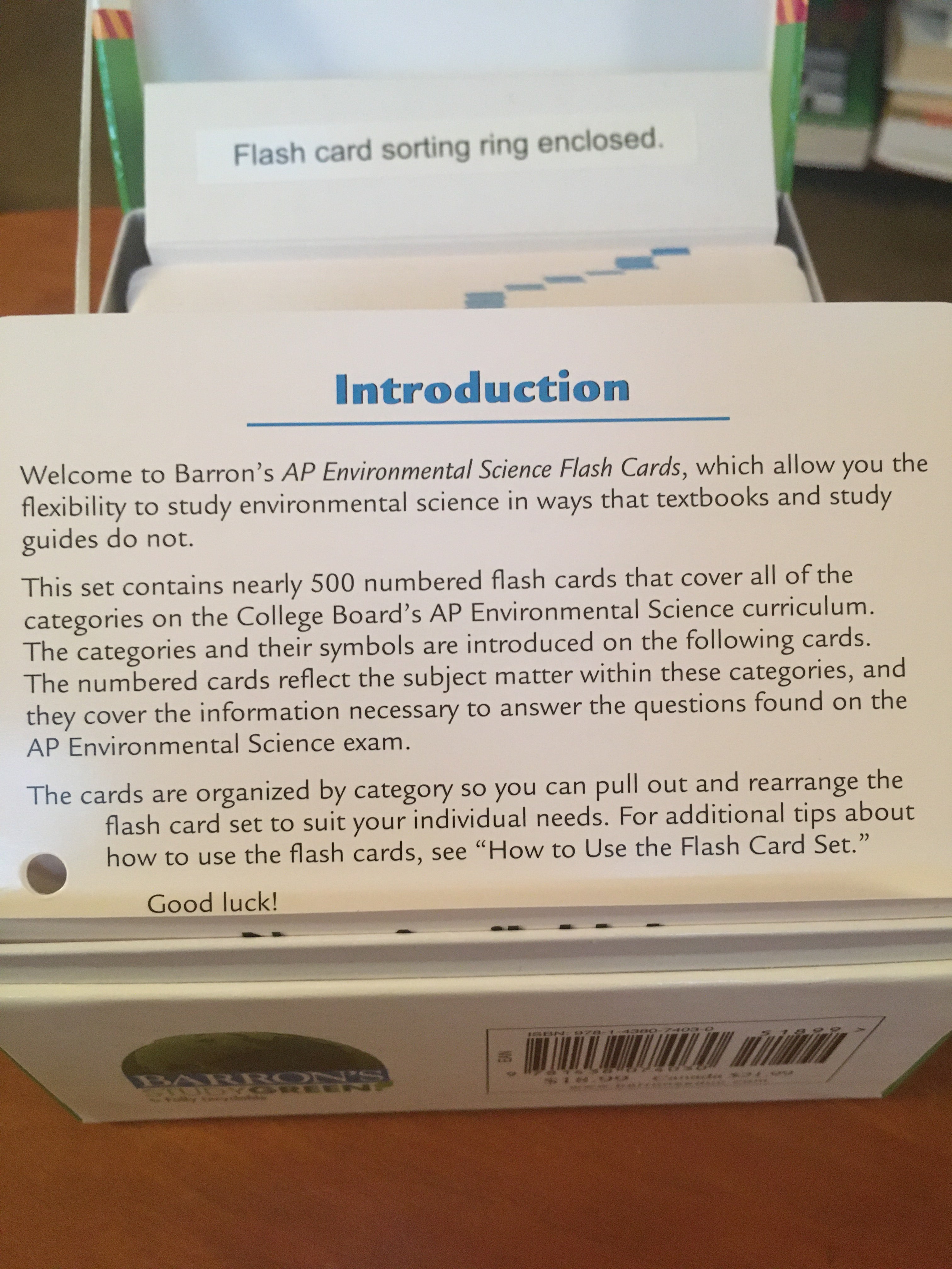 Barron's AP Environmental Science Flash Cards By Gary S. Thorpe