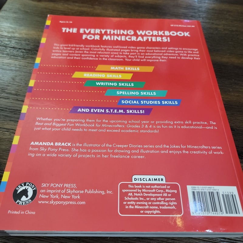 The Best and Biggest Fun Workbook for Minecrafters Grades 3 And 4
