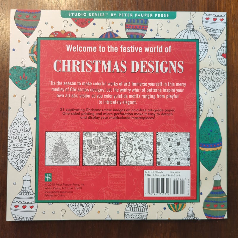Christmas Designs Artist's Coloring Book (31 Stress-Relieving Designs)