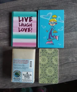 Various journals and scratch pads