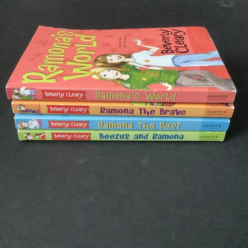 Four Ramona Quimby Books: Beezus And Ramona, Ramona The Pest, Ramona The Brave, and Ramona’s World