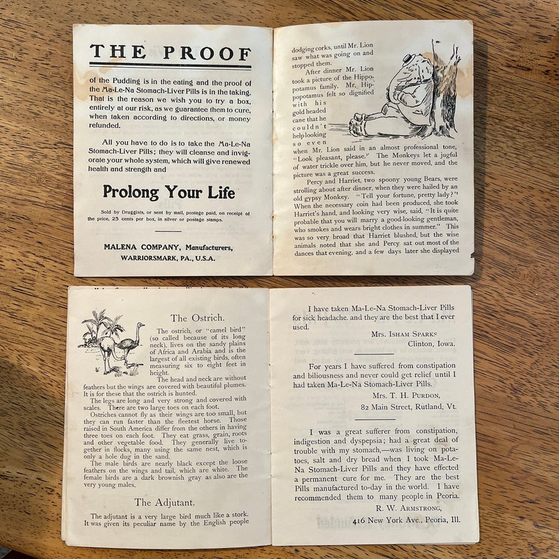 2 Advertising Booklets; The Animals Outing, and Queer Birds with Queer Habits