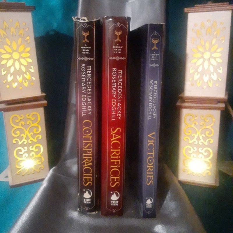 3 Shadow Grail series books by Mercedes Lackey and Rosemary Edghill , Conspiracies Hardcover, Sacrifices HC, Victories trade paperback
