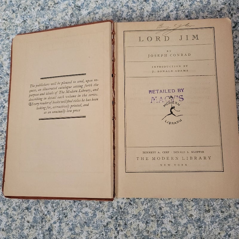 Lord Jim Modern Library First Edition 1931