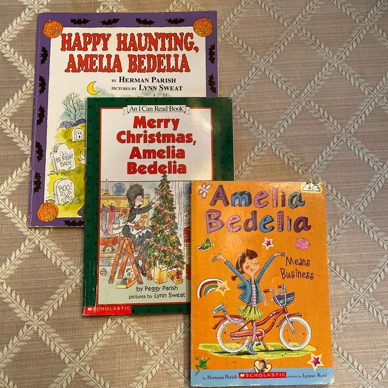 Amelia Bedelia Means Business, Merry Christmas Amelia Bedelia, Happy Haunting Amelia Bedelia