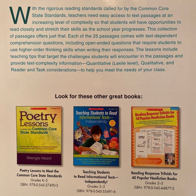 25 Complex Text Passages to Meet the Common Core: Literature and Informational Texts: Grade 3