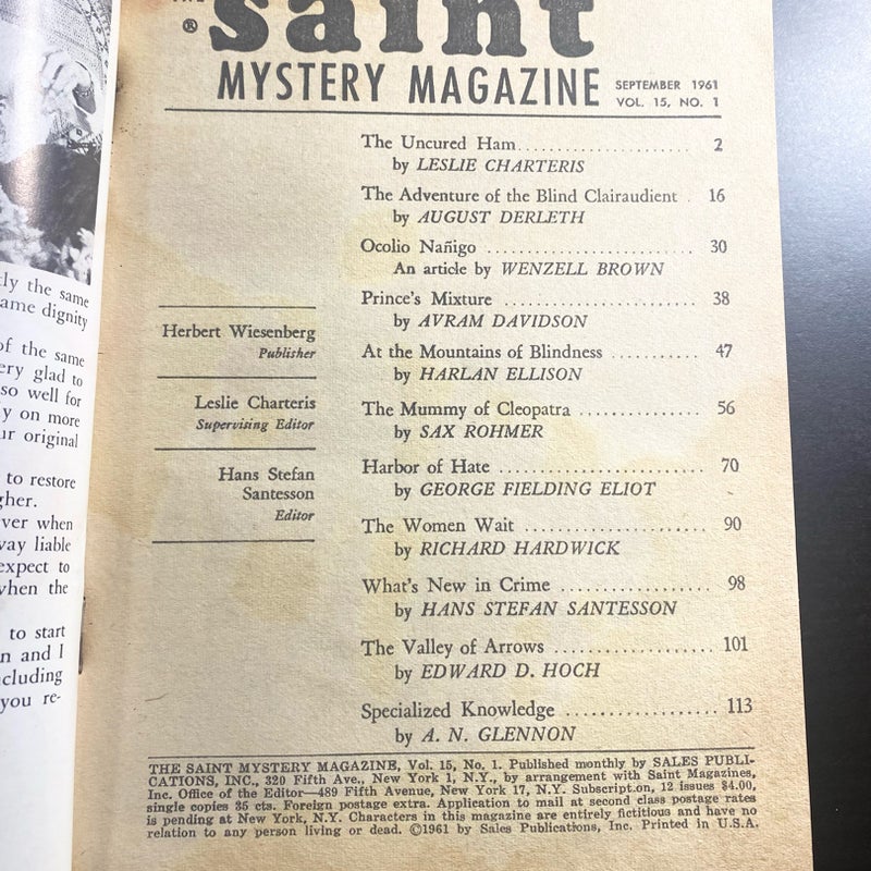 Saint Mystery Magazine September 1962