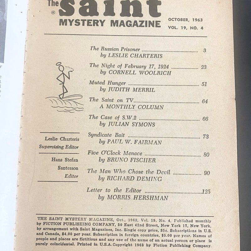 The Saint Mystery Magazine October 1963 