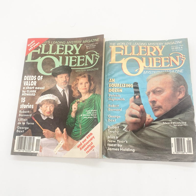 Ellery Queen Lot of 2 January November 1990