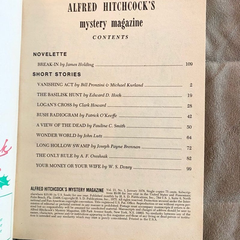 Alfred Hitchcock's Mystery Magazine - Lot of 3 Jan Feb & March 1976  H12