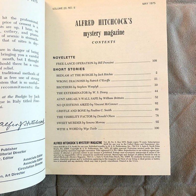 Alfred Hitchcock's Mystery Magazine - Lot of 3 May June & July 1975  H17