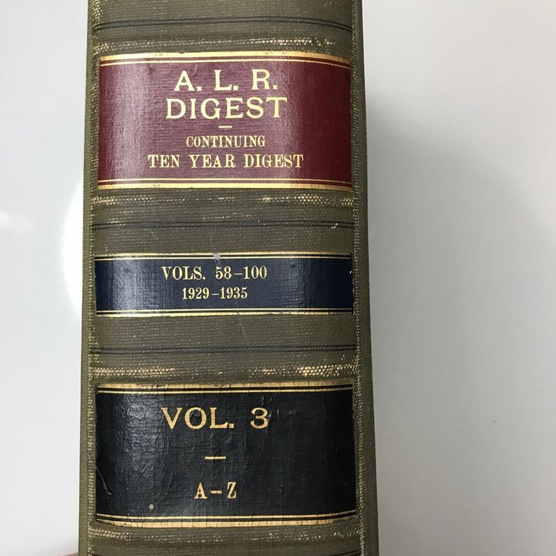 A. L. R. Digest Continuing Ten Year Digest 