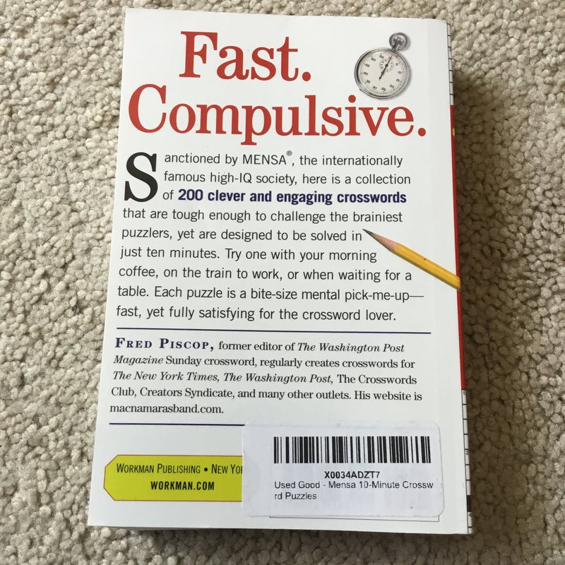 Mensa 10Minute Crossword Puzzles by Fred Piscop, Paperback Pangobooks