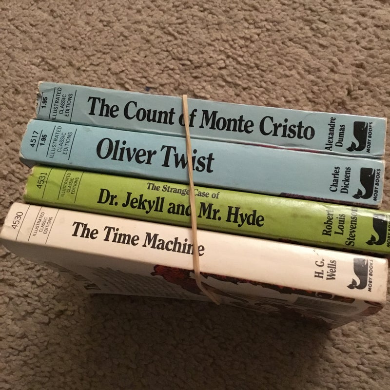 4 Illustrated Classics - paperbacks Time Machine / Monte Christopher / Oliver Twist / Jekyll Hide