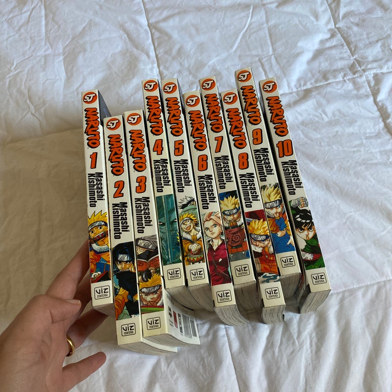 Naruto Volumes 1-10 (missing vol. 6!!) + the unofficial guide 