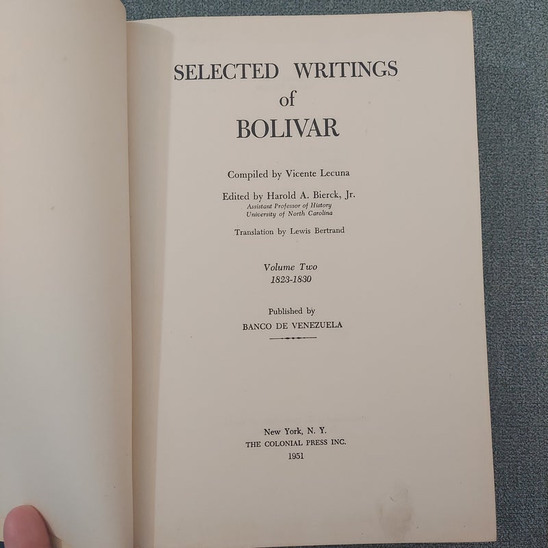 Selected Writings of Bolivar